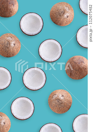 Coconut Collection on a blue color background 112075482
