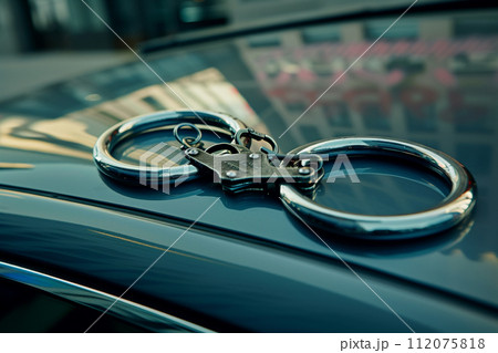handcuffs on the police car bokeh style...のイラスト素材 [112075818] - PIXTA