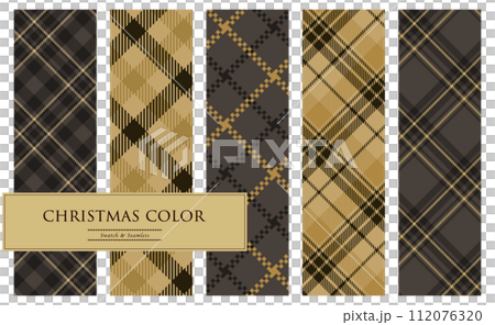 Black x gold Christmas check pattern set 2 Black x gold Christmas check pattern set 2 112076320