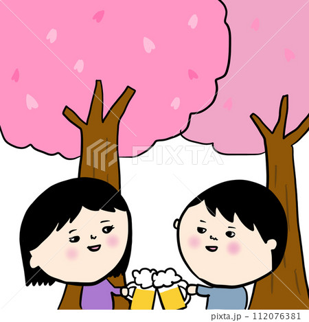 お花見を楽しむ人たち 112076381