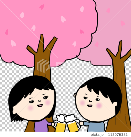 お花見を楽しむ人たち 112076381
