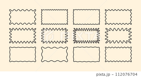 Zig zag Wavy Edge Rectangle Shapes Set. Vector Wave Line Geometric Rectangular. Abstract Elements Zig zag Wavy Edge Rectangle Shapes Set. Vector Wave Line Geometric Rectangular. Abstract Elements 112076704