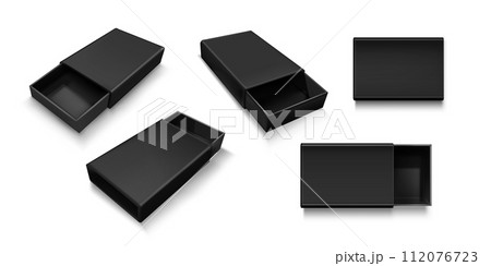 Open slide box mockup. Realistic vector 112076723