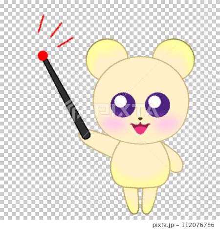 Crayon illustration of a bear raising his hand and holding a pointing stick Crayon illustration of a bear raising his hand and holding a pointing stick 112076786