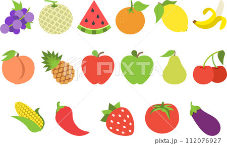 果物と野菜のアイコンセット 112076927