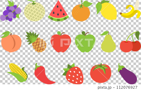果物と野菜のアイコンセット 112076927