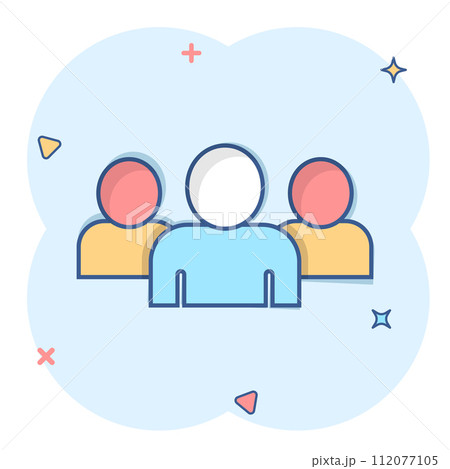 People communication icon in comic style. People cartoon vector illustration on white background. Partnership splash effect business concept. People communication icon in comic style. People cartoon vector illustration on white background. Partnership splash effect business concept. 112077105