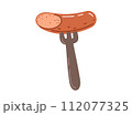 Grilled sausage on the fork.Barbecue food.Vector illustration in cartoon style 112077325