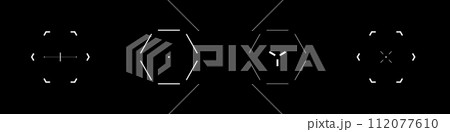 Cyberpunk style set of hexagon design targets, aims 112077610