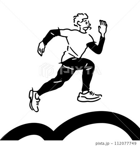走る男性の線画イラスト 走る男性の線画イラスト 112077749