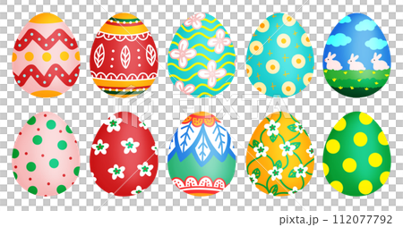 Easter Egg Collection: A vibrant set of decorative Easter eggs with floral patterns Easter Egg Collection: A vibrant set of decorative Easter eggs with floral patterns 112077792
