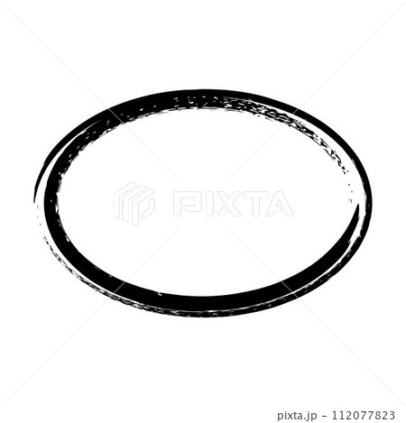 Frame ellipse, oval outline border grunge shape icon, decorative doodle element for design in vector illustration 112077823