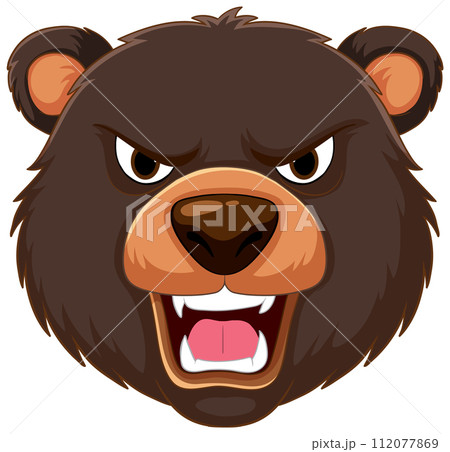 Fierce Cartoon Bear Head Illustration Fierce Cartoon Bear Head Illustration 112077869