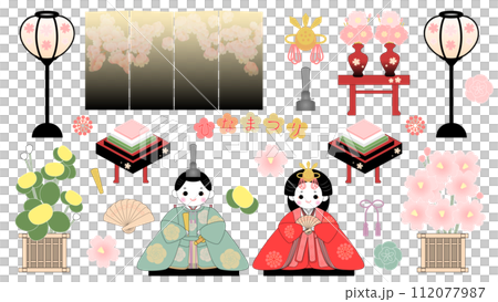 Cute Hina Matsuri doll set 112077987