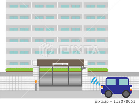 マンションにある駐車場ゲートのイメージ素材 112078053