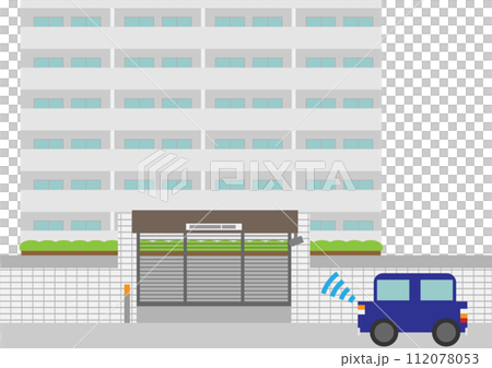 Image material of a parking lot gate in an apartment building 112078053