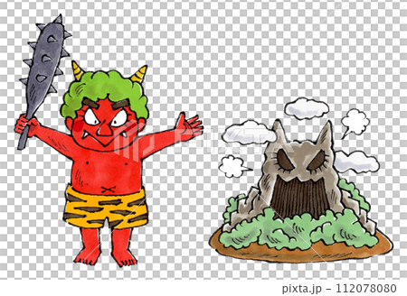 桃太郎的紅魔鬼與鬼島手繪插畫 桃太郎的紅魔鬼與鬼島手繪插畫 112078080