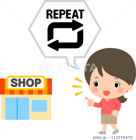 店へ繰り返し訪れる女性、リピーター 112078470