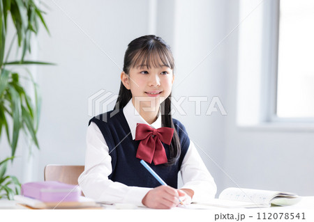 勉強する女子中学生 勉強する女子中学生 112078541