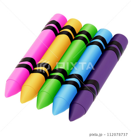 Art supplies for teacher's day Clipart, Crayon , back to school on transparent background, 3D Rendering 112078737