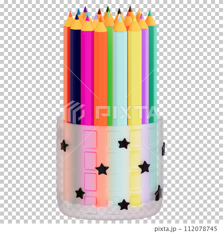 Art supplies for teacher's day Clipart, Colorful Pencils Set , back to school on transparent background, 3D Rendering Art supplies for teacher's day Clipart, Colorful Pencils Set , back to school on transparent background, 3D Rendering 112078745