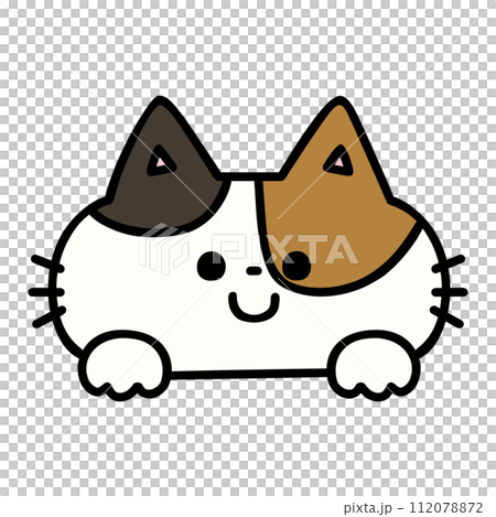 ひょっこり顔を出すかわいい三毛猫 ひょっこり顔を出すかわいい三毛猫 112078872