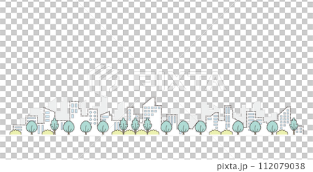 新鮮的綠色城市景觀點畫的向量插圖。 112079038