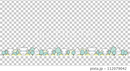 新緑の街並み. 点画のベクターイラスト. 112079042