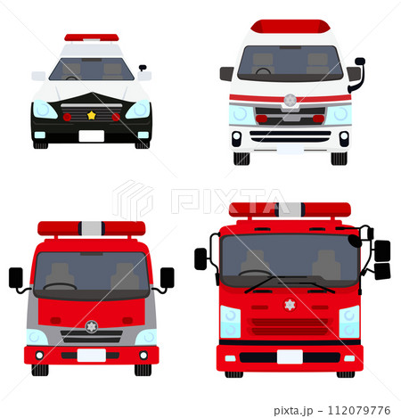 パトカー、救急車、消防車　車両セット 112079776