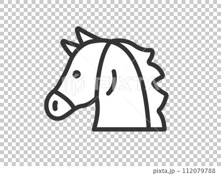 競馬のアイコン（線画）のイラスト 112079788
