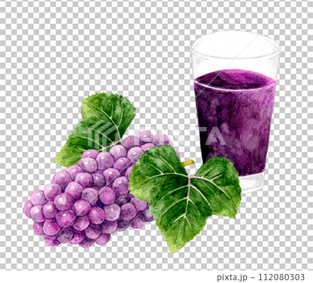 飲料葡萄汁葡萄果手繪水彩插畫素材 112080303