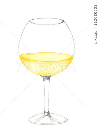 白ワイン 飲み物(お酒)の手描き水彩イラスト素材 白ワイン 飲み物(お酒)の手描き水彩イラスト素材 112080305