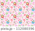 かわいい　ひなまつり　総柄　パターン 112080396