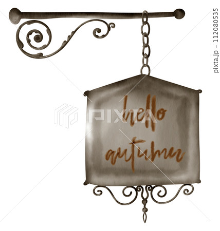Autumn element watercolor ornament 112080535