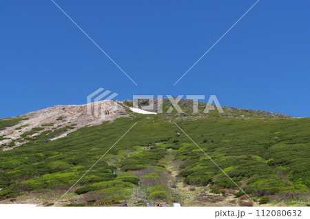 白山室堂平からの御前峰の眺め 白山室堂平からの御前峰の眺め 112080632