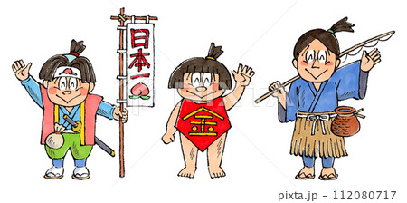 桃太郎　金太郎　浦島太郎　三太郎セット　手描きイラスト 112080717
