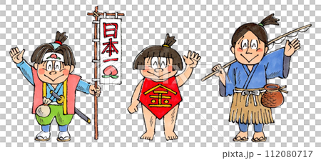 桃太郎、金太郎、浦島太郎、三太郎套裝手繪插畫 112080717