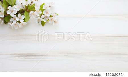 White Flowers on a White Wooden Background White Flowers on a White Wooden Background 112080724