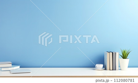 Desk With Books and Plant Desk With Books and Plant 112080781