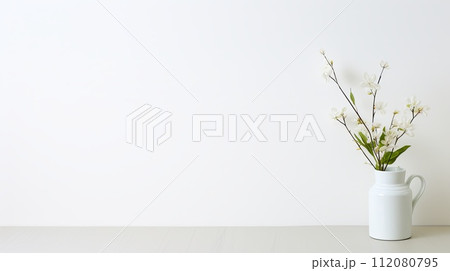 White Vase With Flowers in Copy Space White Vase With Flowers in Copy Space 112080795