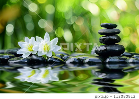 White Flower on Top of Rock Pile 112080912