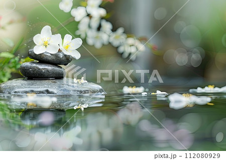 Rock Pile on Body of Water 112080929
