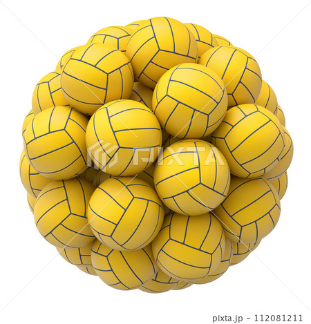 Water polo balls isolated on white background - 3D illustration Water polo balls isolated on white background - 3D illustration 112081211