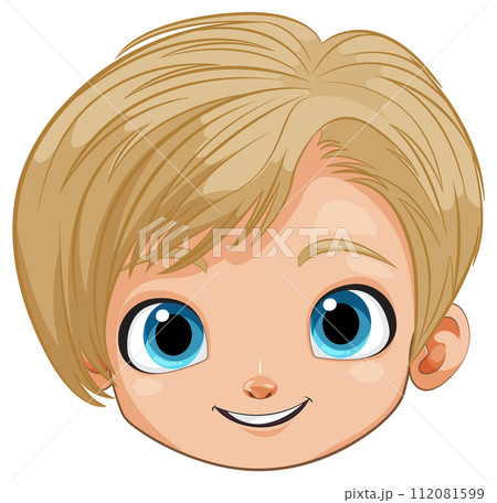 Cheerful Cartoon Boy Face 112081599