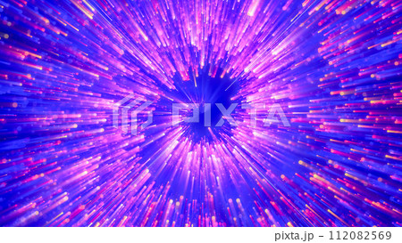 Abstract spiral tunnel of flying glowing magical whirl particles bokeh circles of multicolored purple energy swirl background. Abstract background Abstract spiral tunnel of flying glowing magical whirl particles bokeh circles of multicolored purple energy swirl background. Abstract background 112082569