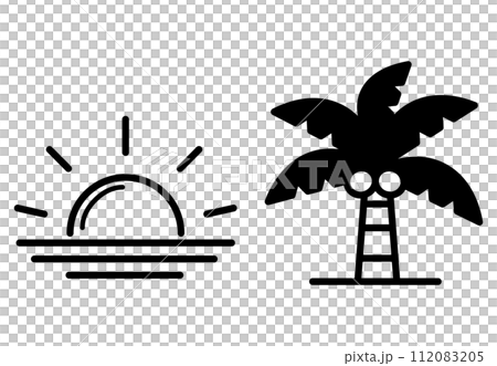 太陽棕櫚樹圖標 太陽棕櫚樹圖標 112083205