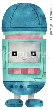 Cute Robot hand paint watercolor 112083698