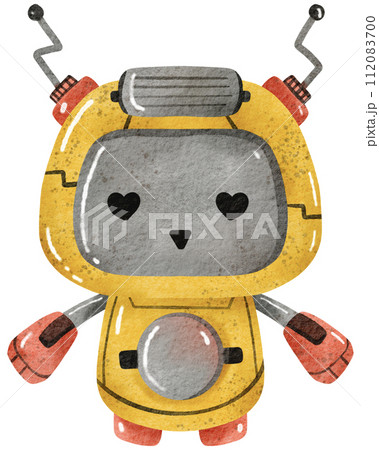 Cute Robot hand paint watercolor 112083700