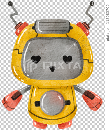 Cute Robot hand paint watercolor 112083700