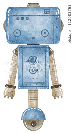 Cute Robot hand paint watercolor 112083765
